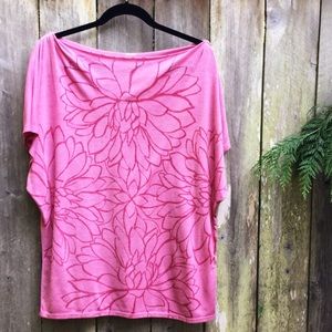 Ana Pink Lotus Yoga Burnout Off The Shoulder Tee M